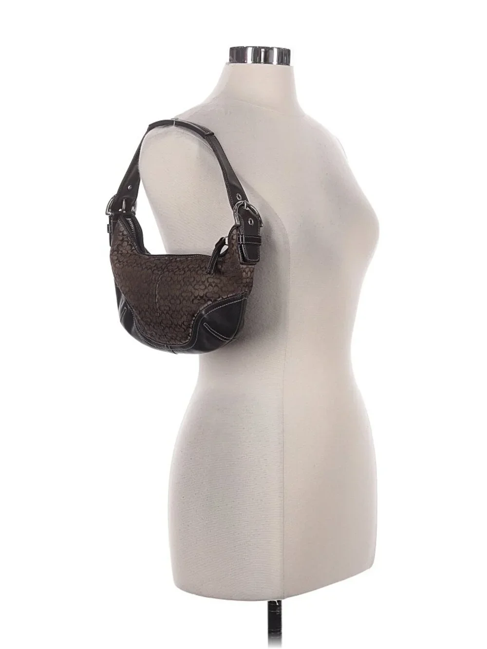 Vintage Coach Signature Mini Hobo Bag‎ – Brown Jacquard Y2K Shoulder Bag